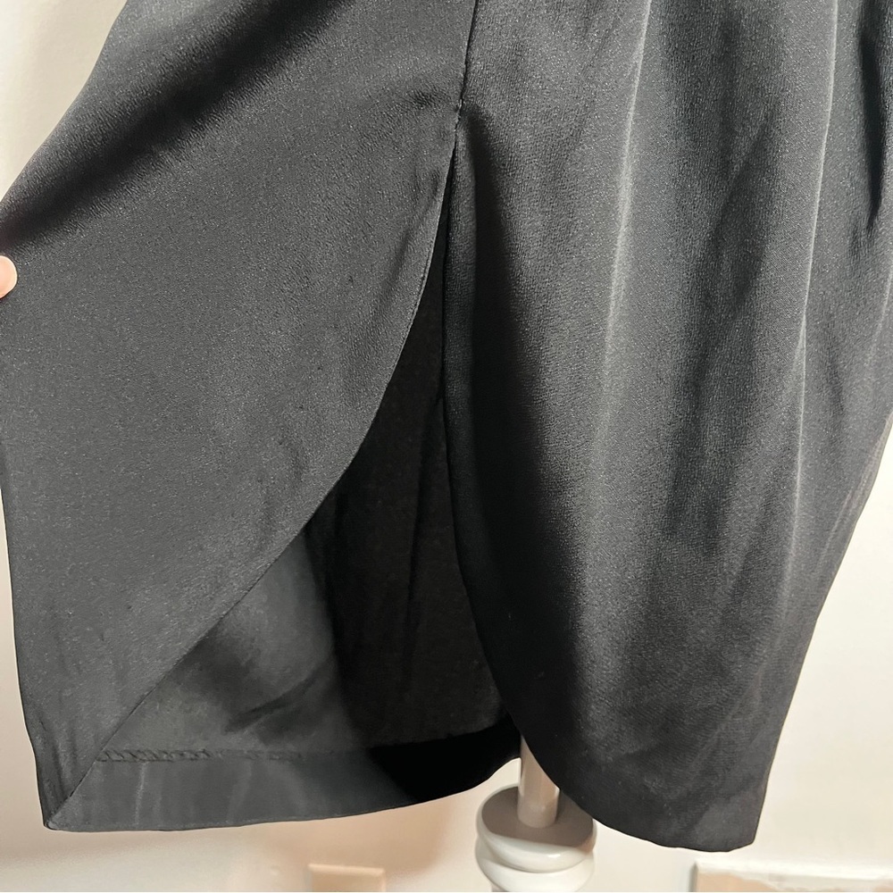 Vintage 80s Little Black Dress Statement Sleeves Open Back Knee Length Size 7/8 - Picture 7 of 11